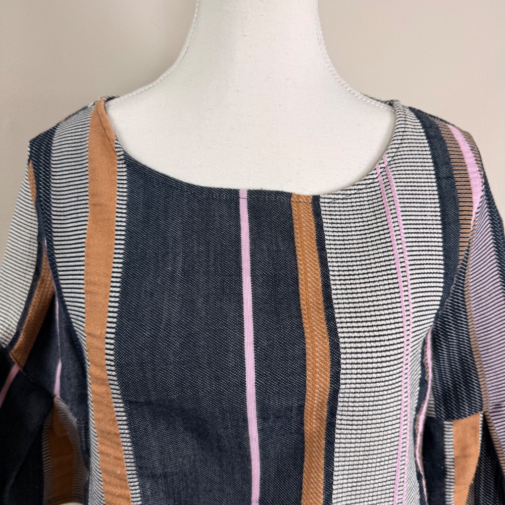 Dolan Left Coast Collection Womens Small‎ Striped Bell Sleeve Boat Neck Top Navy - Picture 9 of 9